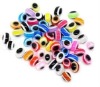 Mixed Multicolor Evil Eye Stripe Round Resin Beads 8x6mm