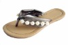 Wholesale pearl on upper strap fashion lady sandals
