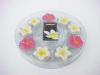 set of 9 frangipani flower tealight candle with glass holder