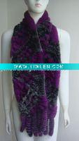 Profesional Rabbit Knitting (S-013, Grey+Violet), Fashion Rex Rabbit Fur Scarf