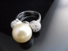 Wholesale pearl bright silver ring