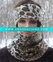 Leopord print fleece neckwarmer and headband set