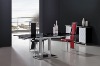 tempered glass dining table with stainless steel strut TH727