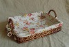 Wicker Basketry With Flower Lining