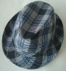 fashion plaid fedora of western design and blue color