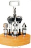 wine stoppers set in wooden stand