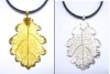 gold or silver natural leaf pendant & necklace