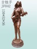 Bronze musician girl sculpture