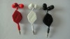 retractable stereo 3.5mm headset, earbuds, earphone, headphone