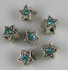 chrismas metal beads,star shape with rhinestone in middle,hole:4.5mm,Long:11mm ,nickel free & lead free