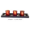 Wholesale Flocked Glass Candle Holder with Wooden Base