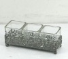 Wholesale metal home decoration candle holder w/3 square glass cups