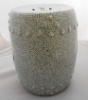 White Crackled Ceramic Round Garden Stool WRYHE15