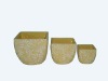 3 Set yellow flower terracotta pots