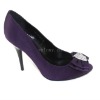 Purple silk high heel fish mouth sexy women wedding shoe with bowknot+diamond