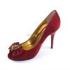 Brand VELONY2011Newest red silk high heel fish mouth sexy women wedding shoes with diamond