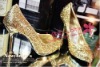 Wholesale sexy shining paillette GOLD Crystal stiletto shoes