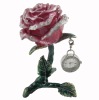 DWA00115A Fashion Metal Rose Trinket Box With a Mini Desk Clock