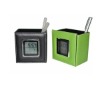 pu leather desk clock with pen holder