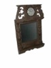 wooden mirror with clock