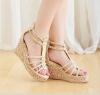 Wholesale woven artifical leather sandals female models high heel sandals women
