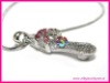 White gold plating crystal deco women sandal pendant necklace