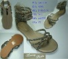 flat heel sandal 2011 the new styles and comfortable metal women sandals shoes simple pu heel cover flat sandal
