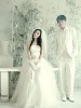 white taffeta off-shoulder long wedding dress
