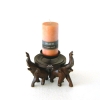 Candle Holder, 3 Elephants, Trunk Up Design.