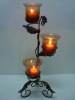 Three Amber Crackled Mini Hurricane Metal Candle Holder