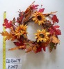 artificial flower home decoration wreath with oak leaves & sunflowers