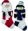 Wholesale 22'' plush stocking with animal head Christmas plush stocking