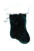 Wholesale 20in 1575 green plush stocking w hp cuff pom Christmas plush stocking