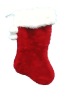 Wholesale 20in 1575 red plush stocking w hp cuff and pom Christmas plush stocking