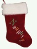 Wholesale 19"velvet stocking with embroidery and plush cuff