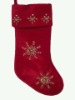 Wholesale 20inches velvet stocking with embroidery snowflake