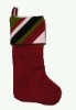 Wholesale 19inches velvet stocking with candy stripe cuff
