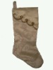 Wholesale 19 inches satin stocking with rope and gold pearl