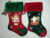 Wholesale 21inches velve stocking with plush cuff and embroidery pattern