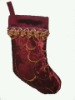 19inches satin stocking with embroidery and gold lace