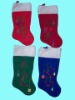 19" Felt embroidery stocking with white plush cuff