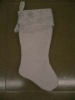 19 inches velvet embossed pattern stocking with printde snowflake