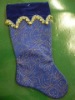 19inches satin stocking with velvet cuff and embroidery pattern