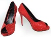Red wedding shoe with high heel