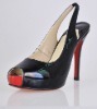 Hot sale free shipping black high heel red sole wedding shoes CL132