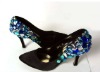 Wholesale ws-133 black evening shoes with blue diamond wedding shoes bride shoes party shoes