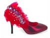 Wholesale ws-094 custom make red wedding shoes gemstones feather high heel shoes