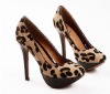 Wholesale coffee leopard high heel lady shoe for wedding and evening