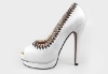 white wedding shoe high heel peep toe