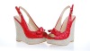 hemp wedge shoe thick high heel for femme wedding